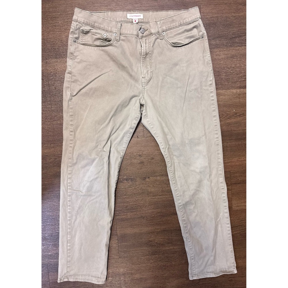 Lucky Brand 121 Jeans Mens 36x30 Khaki Beige Heritage Slim Stretch Flex